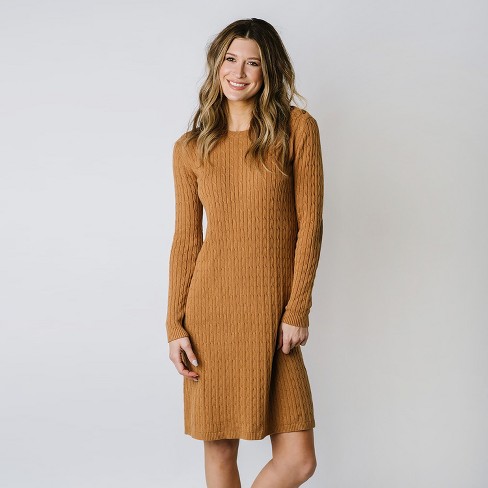 Hope & Henry Womens' Fine Cable Sweater Dress with Elbow Patches - image 1 of 4