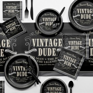 Vintage Dude Party Supplies Kit - 1 of 4