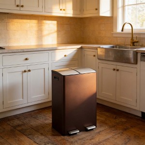 Stainless Steel Trash Can with 2x8 gal,Double Garbage Can and Removable Inner Buckets & 2 Lids for Kitchen Living Room - 1 of 4