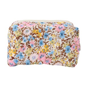 Unique Bargains Women Colored Flowers Makeup Bag 1 Pc - 1 of 3