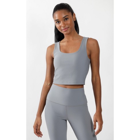 90 Degree By Reflex Interlink Ribbed Scoop Neck Cropped Tank Top - Ocean  Haze - Large : Target