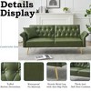 Okak 67.71"Sofa Bed Futon Couch with Folding Armrests, Convertible Small Sleeper Sofa Bed for Apartments, living Room, Faux leather Loveseat, Green - 3 of 4