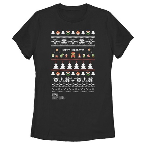 Women's Nintendo Ugly Christmas Super Mario Happy Holidays T-Shirt - image 1 of 3