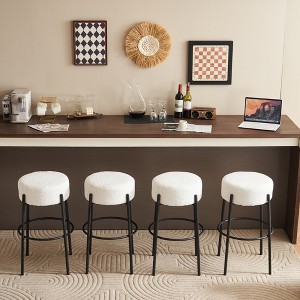 CIPACHO 30" Tall, Round High Bar Stools, Set of 2 - Contemporary upholstered dining stools- Includes sturdy hardware support legs - 1 of 4