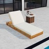 Patio Chaise Lounge Set with Adjustable Backrest, Curved Slatted Chaise with 4-Inch Cushion, Acacia Wood Frame Chaise Lounge-Coolbibila - 2 of 4