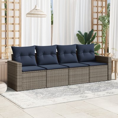 4 Piece Patio Sofa Set with Cushions Poly Rattan vidaXL