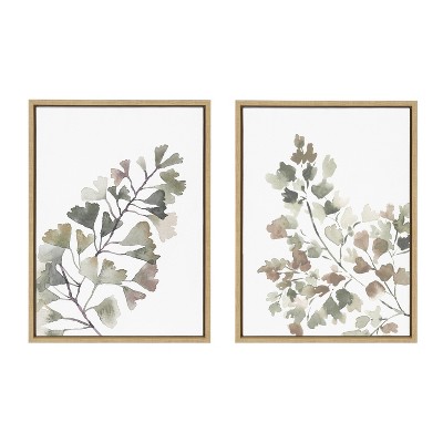 Natural Botanical Soft Splitfern and Maiden Canvas Art Set