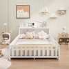 CAVINAS Full Size Kids Montessori Bed with Bookcases and Blackboards,Floor Bed with Headboards and Fences,Toddler Bed for Bedroom,White/Gray/Brown - 2 of 4