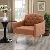 Tufted Decorative Fabric Armchair with Gold Metal Legs for Living Room Bedroom Office - 2 of 4