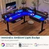 SinCiDo 60" L-Shaped Electric Standing Desk, Height Adjustable Corner Gaming Desk w/ Power Outlets, LED Lighting & 2 Drawers - 3 of 4