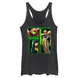 Womens Nintendo Samus Aran Power Suit Collage Racerback Tank - 1 of 4
