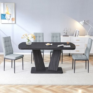 NicBex Dining Table Set for 4 Kitchen Table Modern Style Dining Table with Marbled Veneers Tabletop and V-shaped Table Legs, White - 1 of 4