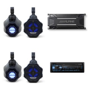 ALPINE R-J ウーファー LEDバックライト付き Alpine (2) SPV-65RGB-CAN 6.5” Cage-Mounted Universal Weather