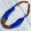 Slickblue Artisan Crafted Multi-Strand Bead Necklace – 22-Inch Unique Jewelry in Brown & Blue or Brown & White - 4 of 4