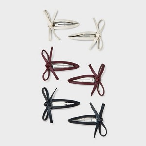 Leather Bow Salon Hair Clip Set 6pc - Wild Fable™ Browm/Black/White - 1 of 3