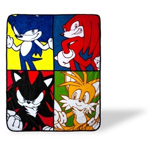 Just Funky Sonic The Hedgehog Warhol Fleece Throw Blanket | 45 x 60 Inch Cozy Blanket - 1 of 4