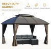 10'x13' Gazebo With 2 Hooks, Steel Double Roof, Aluminum Alloy Frame, 4  Curtains And Mesh Side Walls Outdoor Gazebo For Backyard, Patio, Garden - 4 of 4