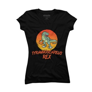 Junior's Design By Humans Tyrannoscareus Rex Funny Dinosaur Halloween Costume By rawresh6 T-Shirt - 1 of 3