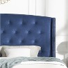 Roundhill Furniture Fentina 3-Piece Upholstered Bedroom Set, Tufted Velvet Wingback Bed with Two Nightstands - 4 of 4