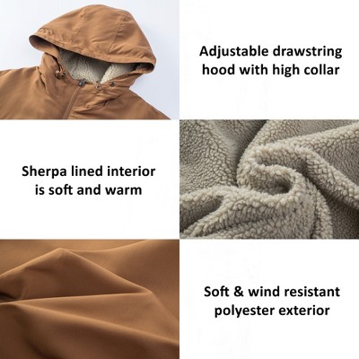 Alpine Swiss Shane Mens Faux Shearling Lined Parka Hooded Winter Coat Cargo Utility Jacket Tan Large — фото 2