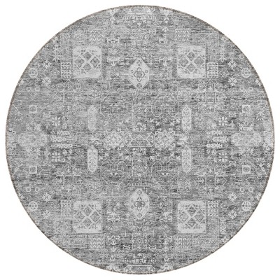 Gray Silver And Charcoal Oriental Washable Indoor Outdoor Area Rug