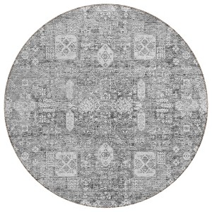 Gray Silver And Charcoal Oriental Washable Indoor Outdoor Area Rug - 1 of 4
