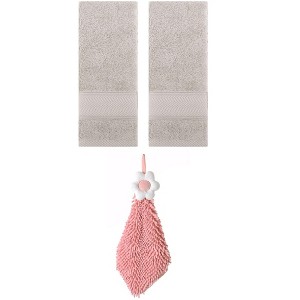 REGALWOVEN 3 Pcs Soft Absorbent Hand Towel Bathroom Decorative Set - 1 of 4