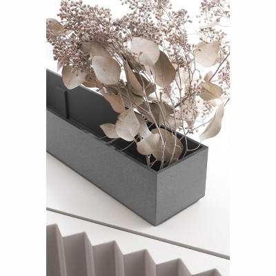 Geo Series 16" Gray Plastic-Stone Composite Planter Box Set