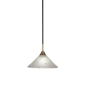 Toltec Lighting Paramount 1 - Light Pendant in  Matte Black/Brass with 12" Frosted Crystal Shade - 1 of 1