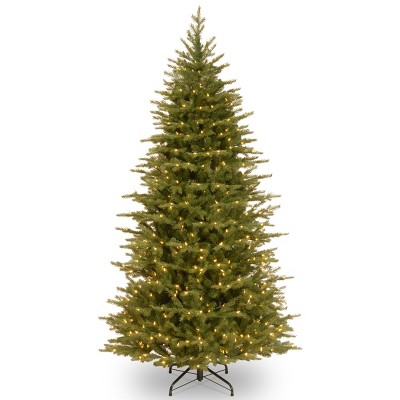 National Tree Company Pre-Lit 'Feel Real' Artificial Slim Christmas Tree, Green, Nordic Spruce, White Lights, Includes Stand, 6.5ft