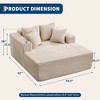 61" Oversized Chaise Lounge Chair, Comfy Corduroy Lounge Sofa with 4 Pillows, No Assembly Required, Cozy Sleeper Sofa Bed for Living Room Apartments - 3 of 4