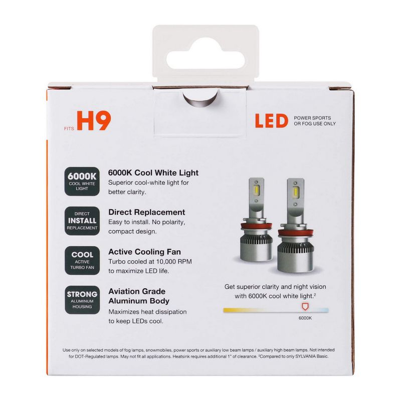 Sylvania H9 LED Powersport Headlight Bulbs for Off-Road Use or Fog Lights - 2 Pack, 2 of 8