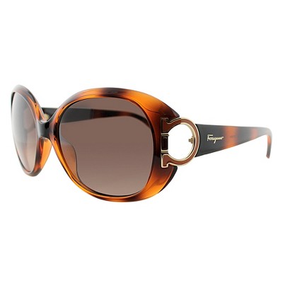 Salvatore Ferragamo 238 Womens Oval Sunglasses Dark Tortoise