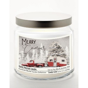 Courtside Market Merry Camper Candy Cane 12.8oz Soy Wax Candle Glass Jar with Brushed Silver Metal Lid - 1 of 3