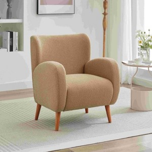 CAVINAS Boucle Fabric Accent Chair with Mid-Height Backrest,Modern Comfy Upholstered Living Room Chairs,Reading Chairs for Living Room - 1 of 4
