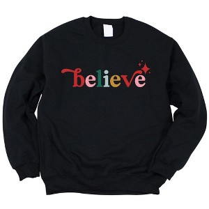 Simply Sage Market Women's Graphic Sweatshirt Believe Colorful - 1 of 4