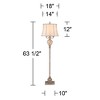 Barnes and Ivy Olde Vintage Floor Lamp 63 1/2" Tall Olde Silver with LED Nightlight Mercury Glass Faux Silk Bell Shade for Living Room Office House - 4 of 4