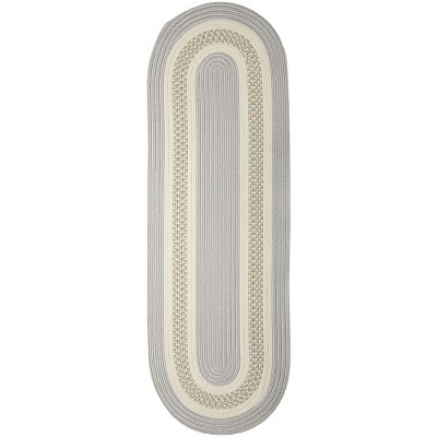 Colonial Mills Crescent Braided Runner, Silver 2'x9', Oval Shape