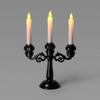 Image of 16"x10" Halloween Plastic Flameless Lit Candelabra Black - Hyde & EEK! Boutique™
