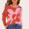 Anna-Kaci Women's Bold Graphic Floral Pattern Knit Sweater with Soft Crew Neckline and Relaxed Long Sleeve Pullover Fit - 3 of 4