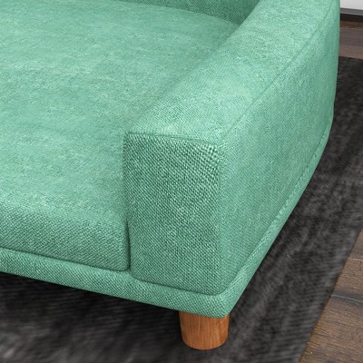 Green Elevated Dog Sofa Couch with Wooden Legs