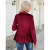 Clearlove Women's Long Sleeve Velvet Blazer with Cascading Ruffle Detail Single Button Closure - 3 of 4