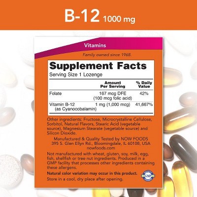 Strawberry Chewable Vegan Vitamin B-12 1000mcg, 250 Lozenges