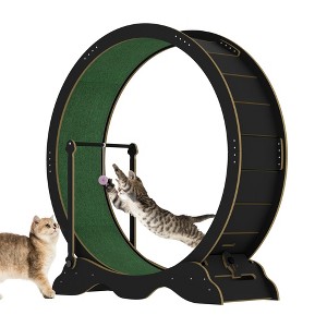 Cat Exercise Wheel for Indoor Cats, 45'' Large Wood Cat Treadmill with Lock & Playing Ball, Cats Wheel Exerciser for Entertainment - 1 of 4