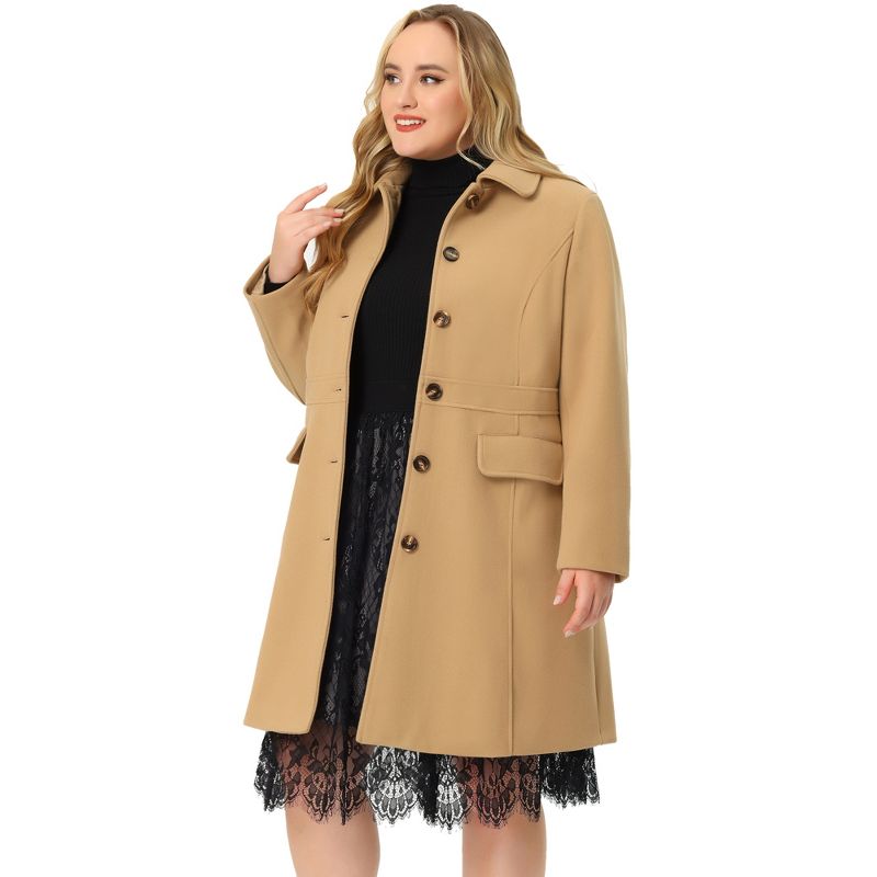 Agnes Orinda Women's Plus Size Winter Outerwear Single Breasted Long Overcoats, 3 of 7