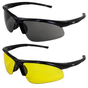 2 Pairs of Global Vision Eyewear Ambassador Safety Motorcycle Glasses with Smoke, Yellow Lenses - 1 of 4