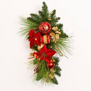 BrylaneHome Pre-Lit Ribbon Christmas Collection Christmas Wreath - 1 of 2