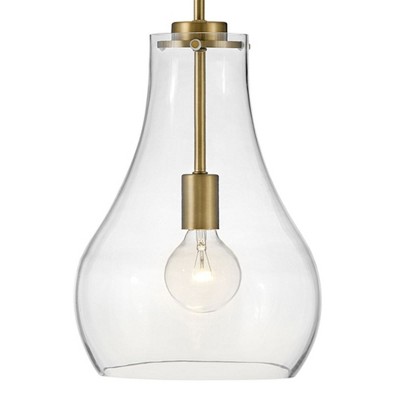 Lark Frankie Teardrop Clear Glass & Lacquered Brass Pendant Light