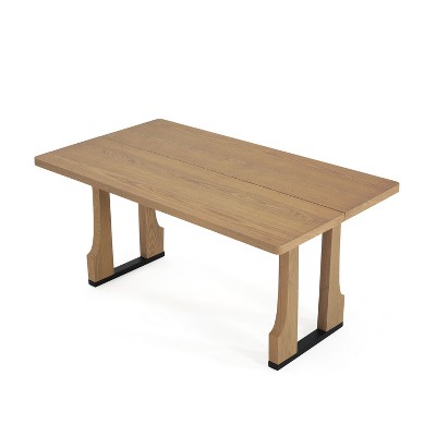 NicBex Contemporary Natural Textured Dining Table with Solid Wood Legs,Modern Rectangular Kitchen Table,Dining Room Furniture