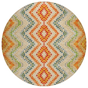 Beige Orange And Red Geometric Washable Indoor Outdoor Area Rug - 1 of 4